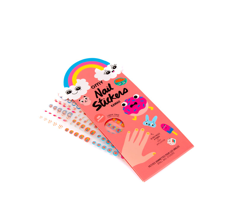Kit d'autocollants pour ongles. Collection Kawaii. Découvrez les petites pépites colorées de OMY chez Bathroom Graffiti.