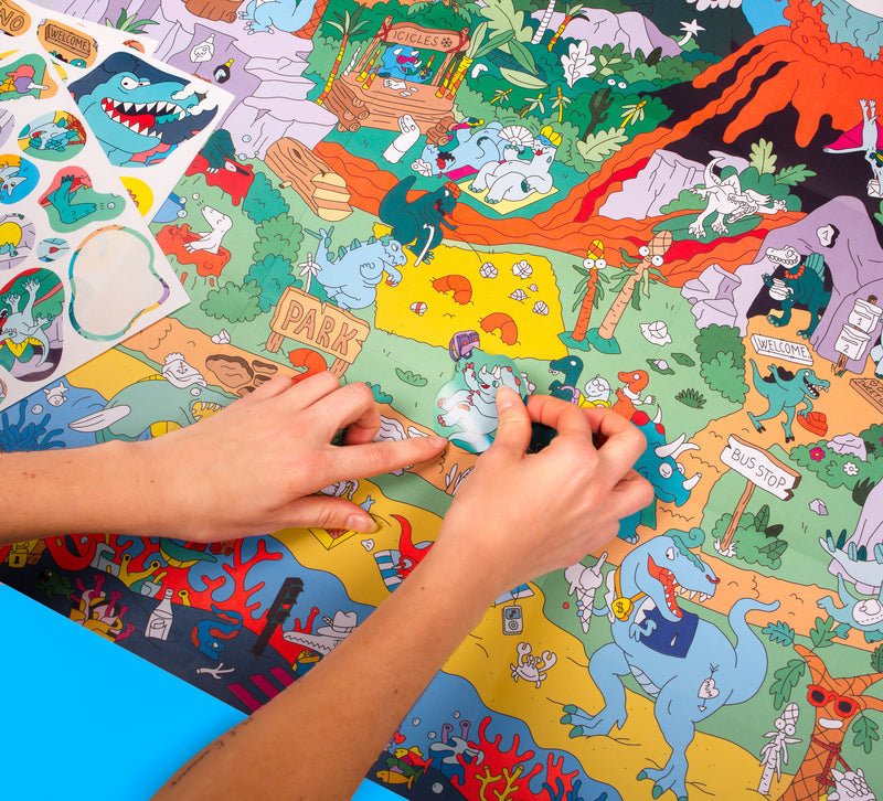 OMY Poster à stickers - Dinos