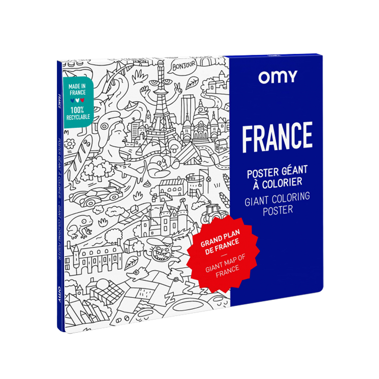 Poster Géant à Colorier, Illustrations de la France, fabriqué par OMY et disponible chez Bathroom Graffiti.