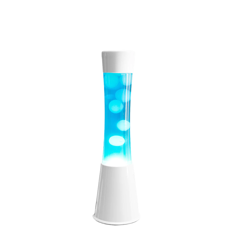 Lampe à lave H.40cm - bleu base blanche