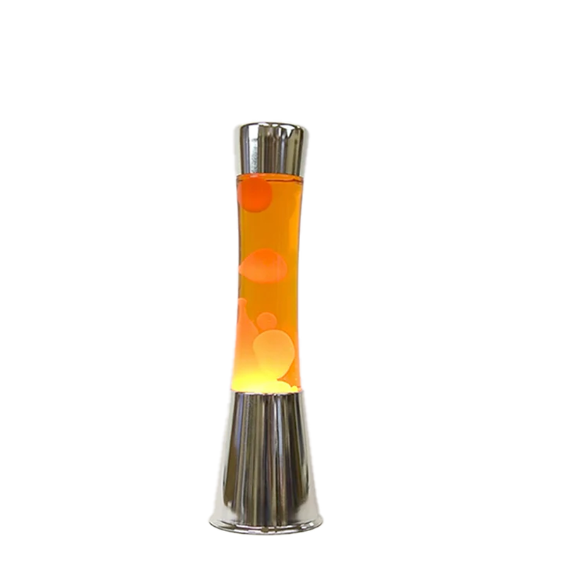 Lampe à lave H.40 cm - orange & base chromée