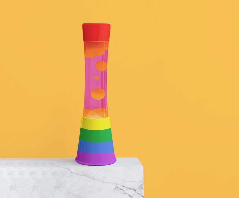 Lampe à lave H.40cm - rainbow liquide rose lave orange