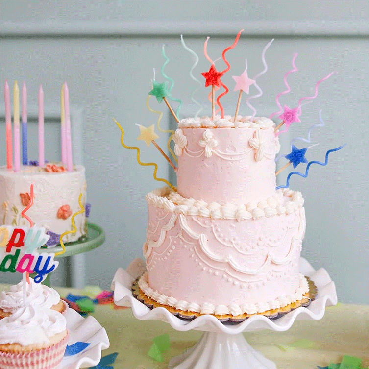 6 Bougies Anniversaire étoiles - multicolore