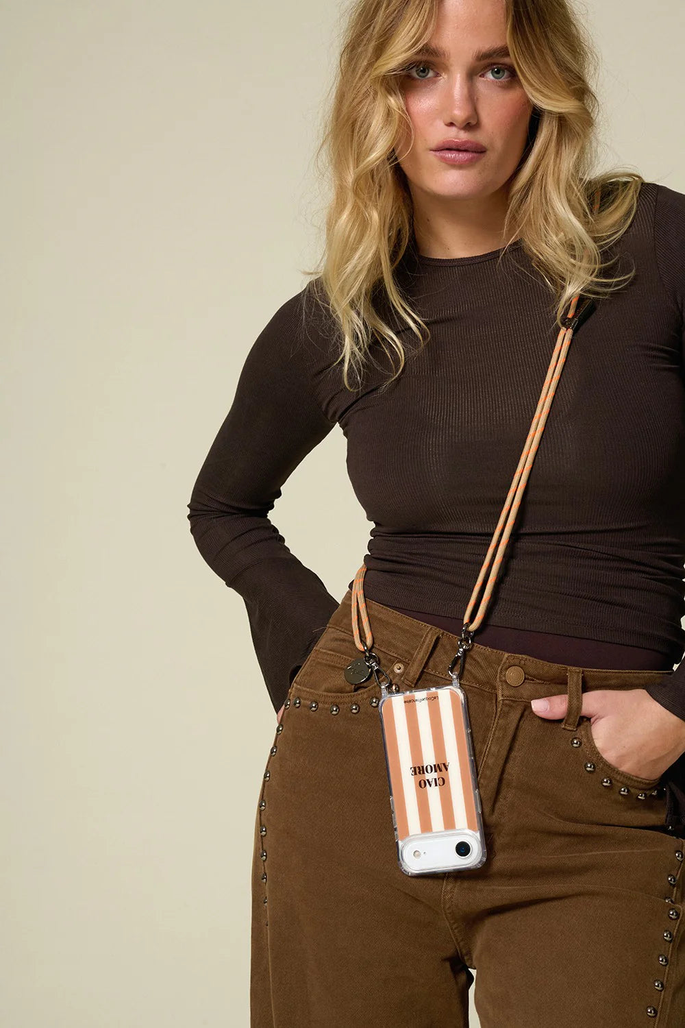 Lanière cordon Liam - Doré et orange