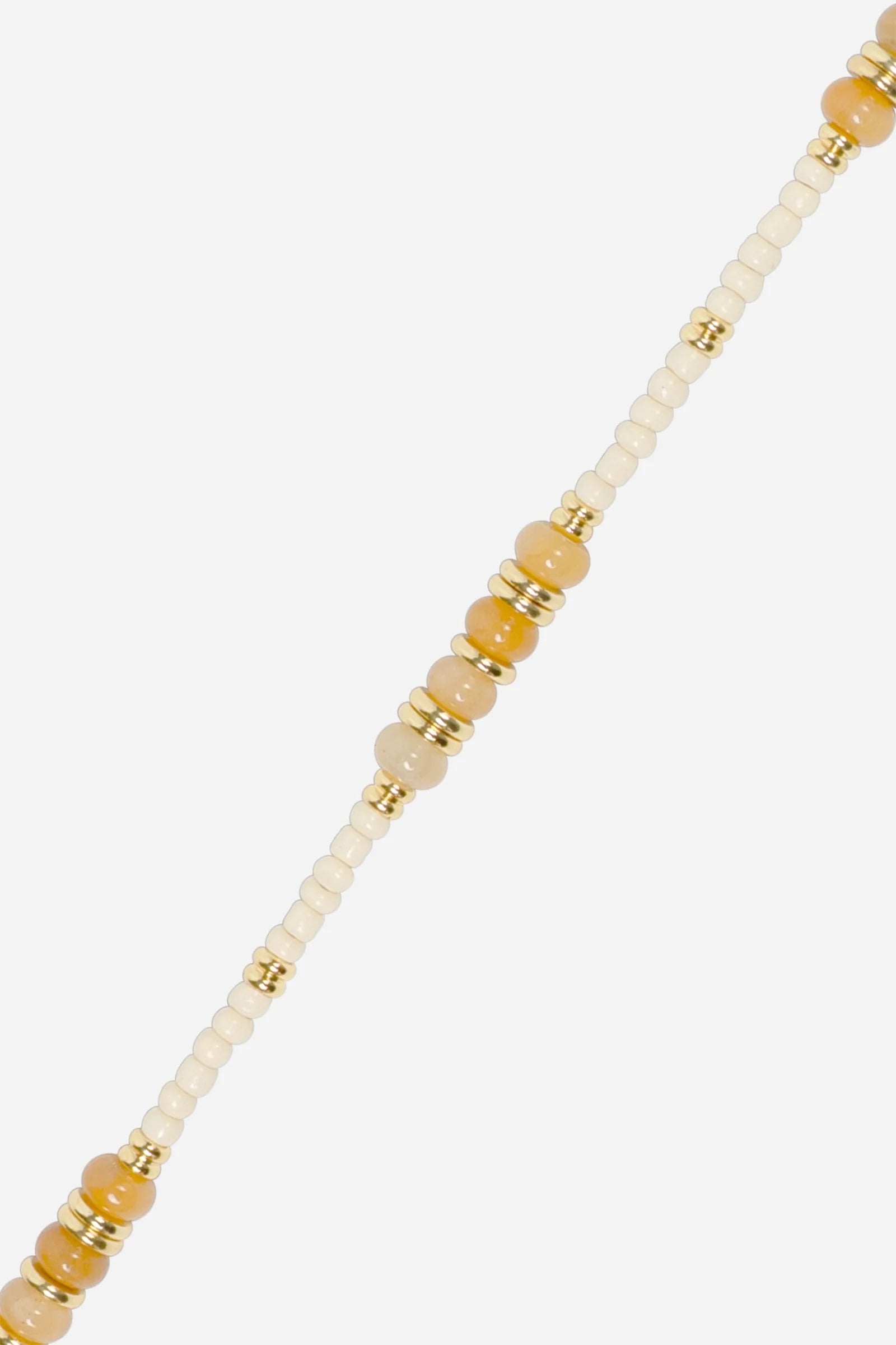 Chaîne de téléphone Kira - Perles beige et ambre