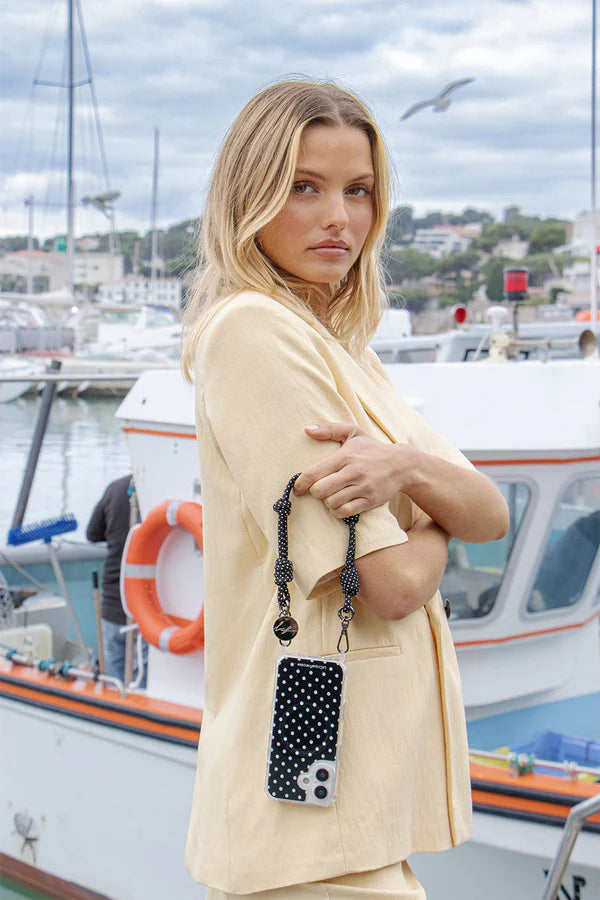 Chaîne courte de téléphone - Nolan pois blancs