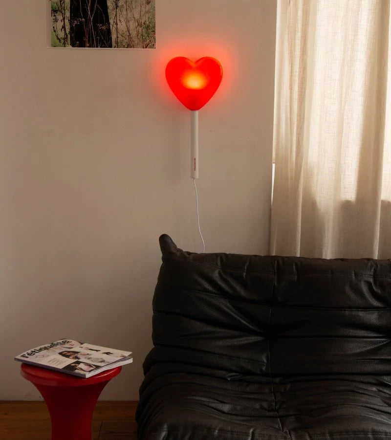 Lampe murale sucette coeur