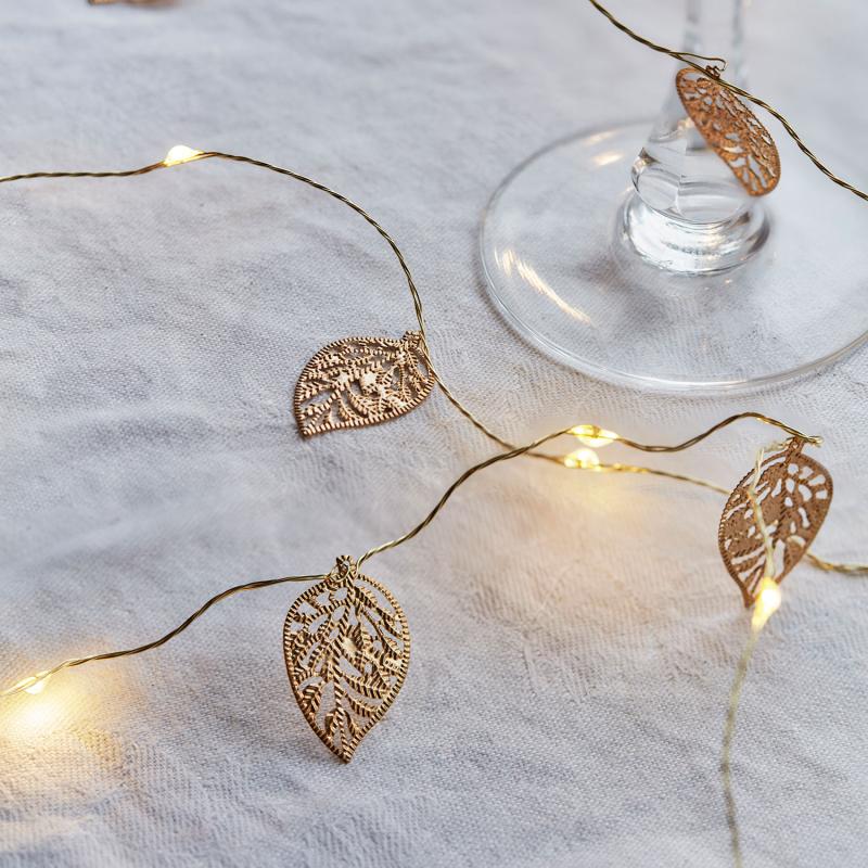 Sirius guirlande lumineuse 20 LEDS feuilles gold Marlin