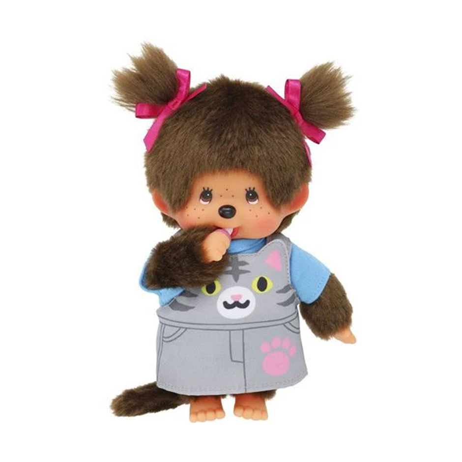 Peluche Monchhichi salopette chat
