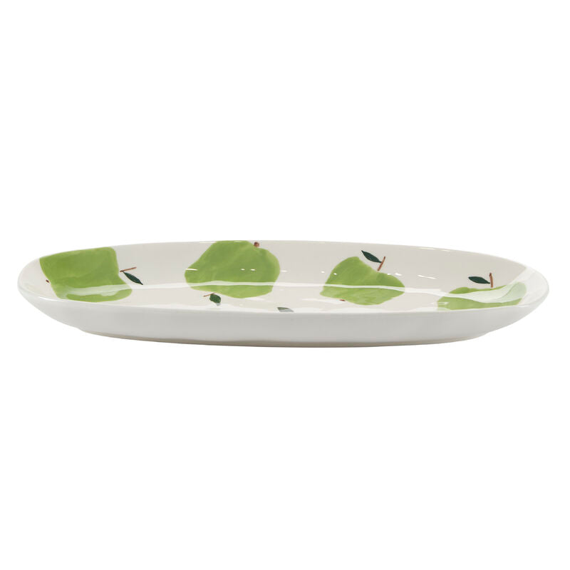 Assiette longue motif pommes vertes