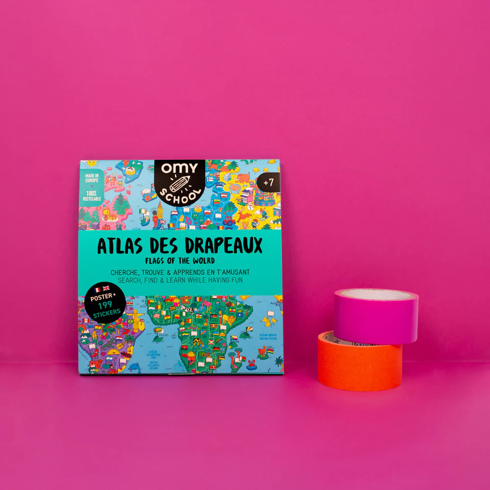 Poster OMY School - Atlas drapeaux