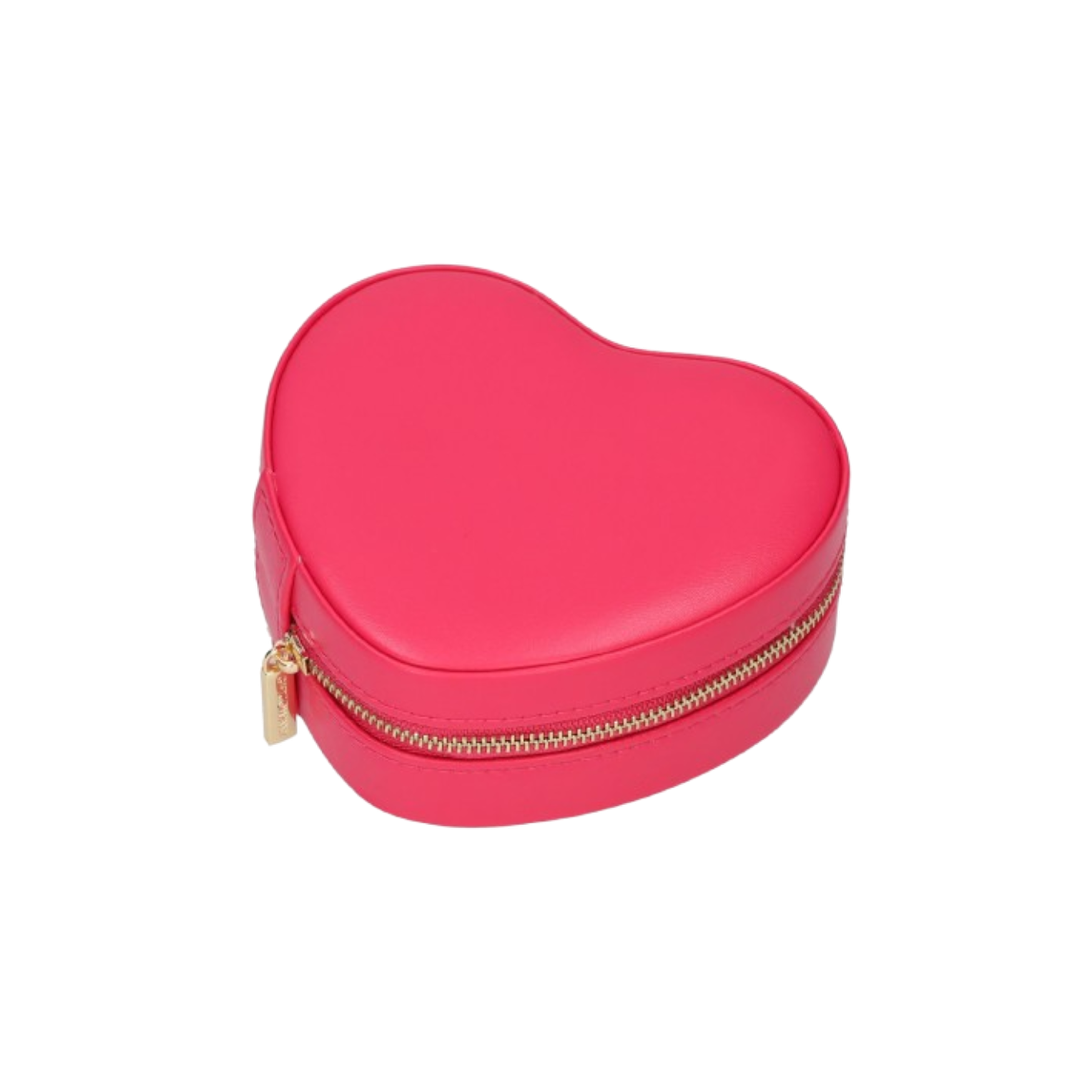 Boîte à bijoux en forme de coeur de couleur extérieur  rose fuchsia et rose pâle de l'intérieur.