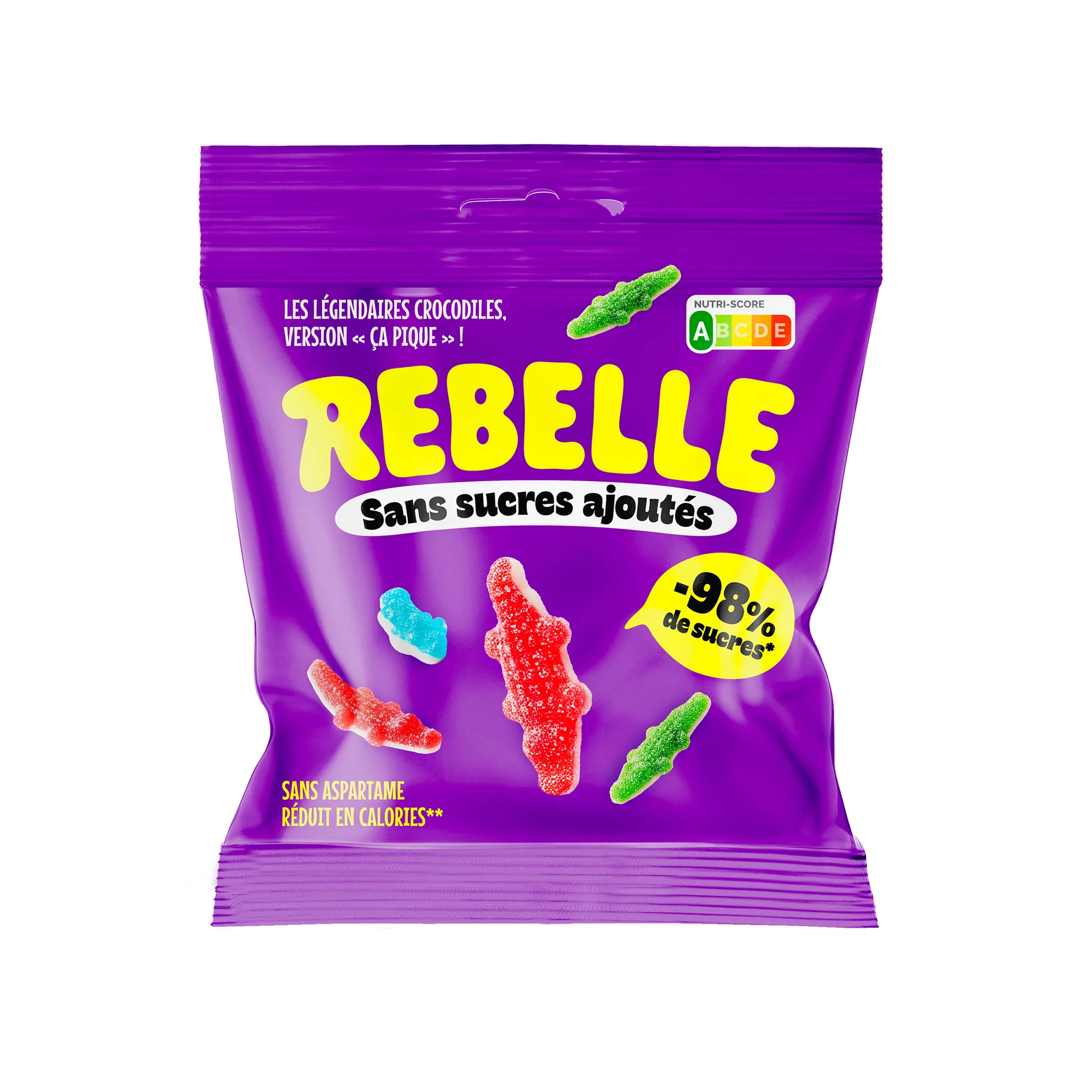 Bonbons crocodiles acidulés sans sucre.