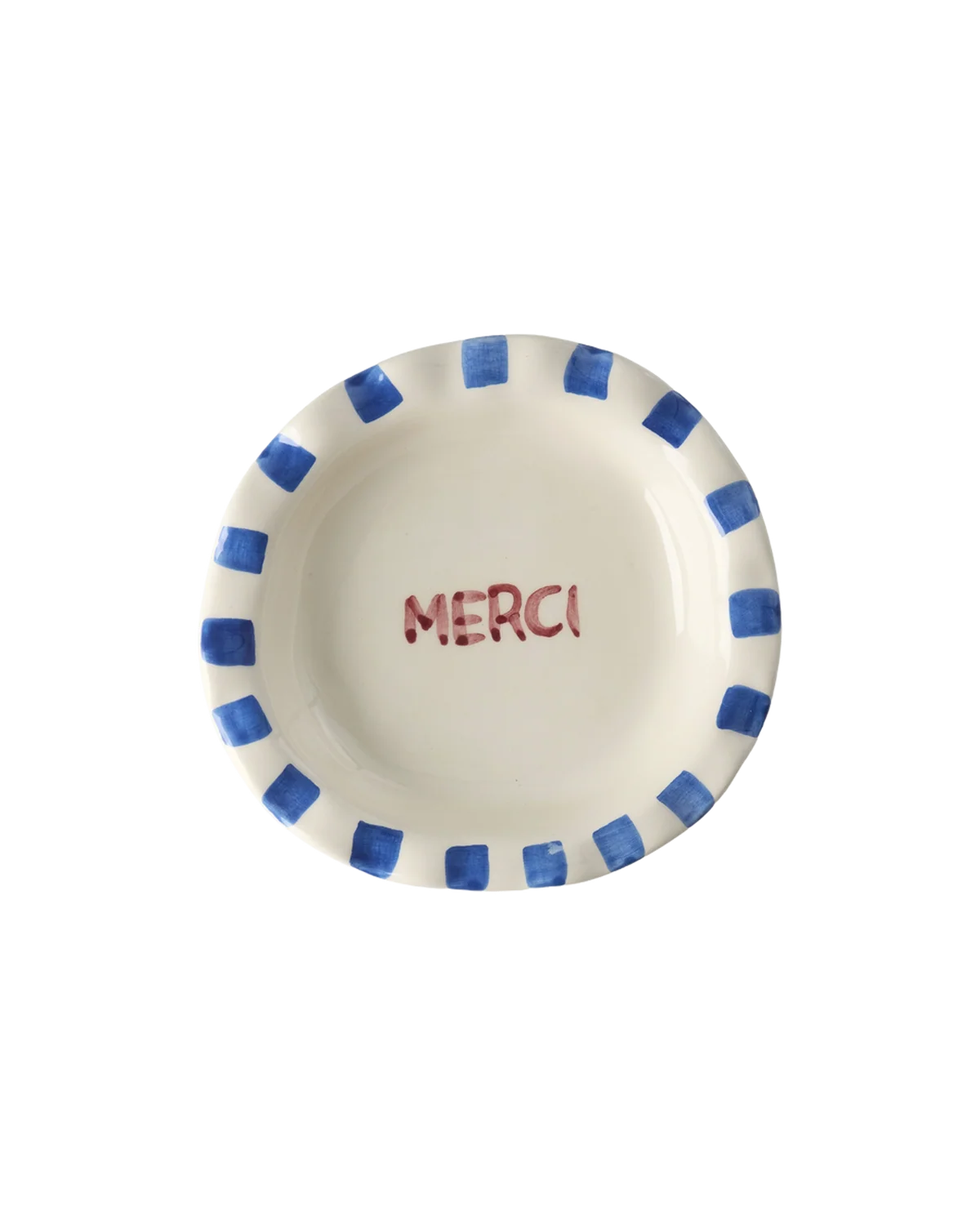 Assiette céramique peinte à la main - merci