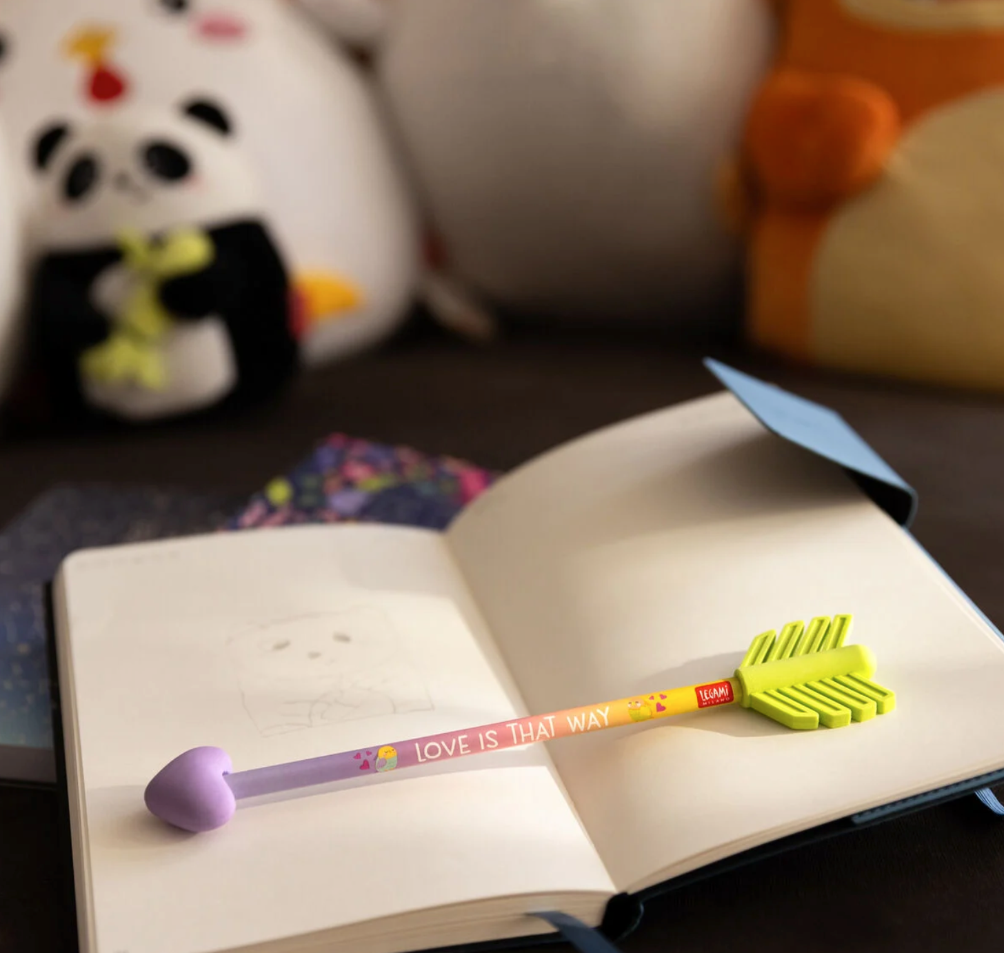 Legami Crayon avec 2 gommes - Love birds