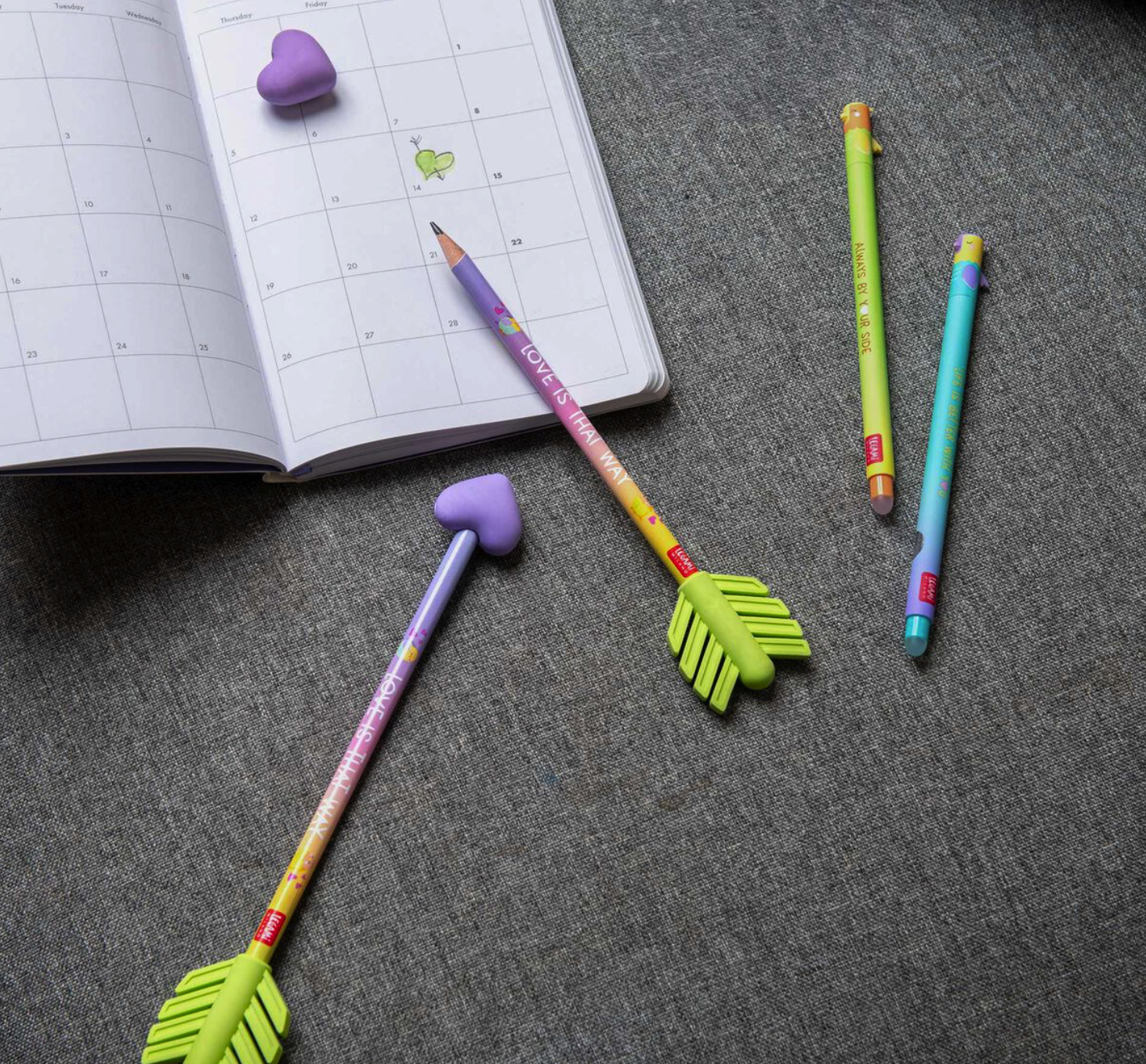 Legami Crayon avec 2 gommes - Love birds