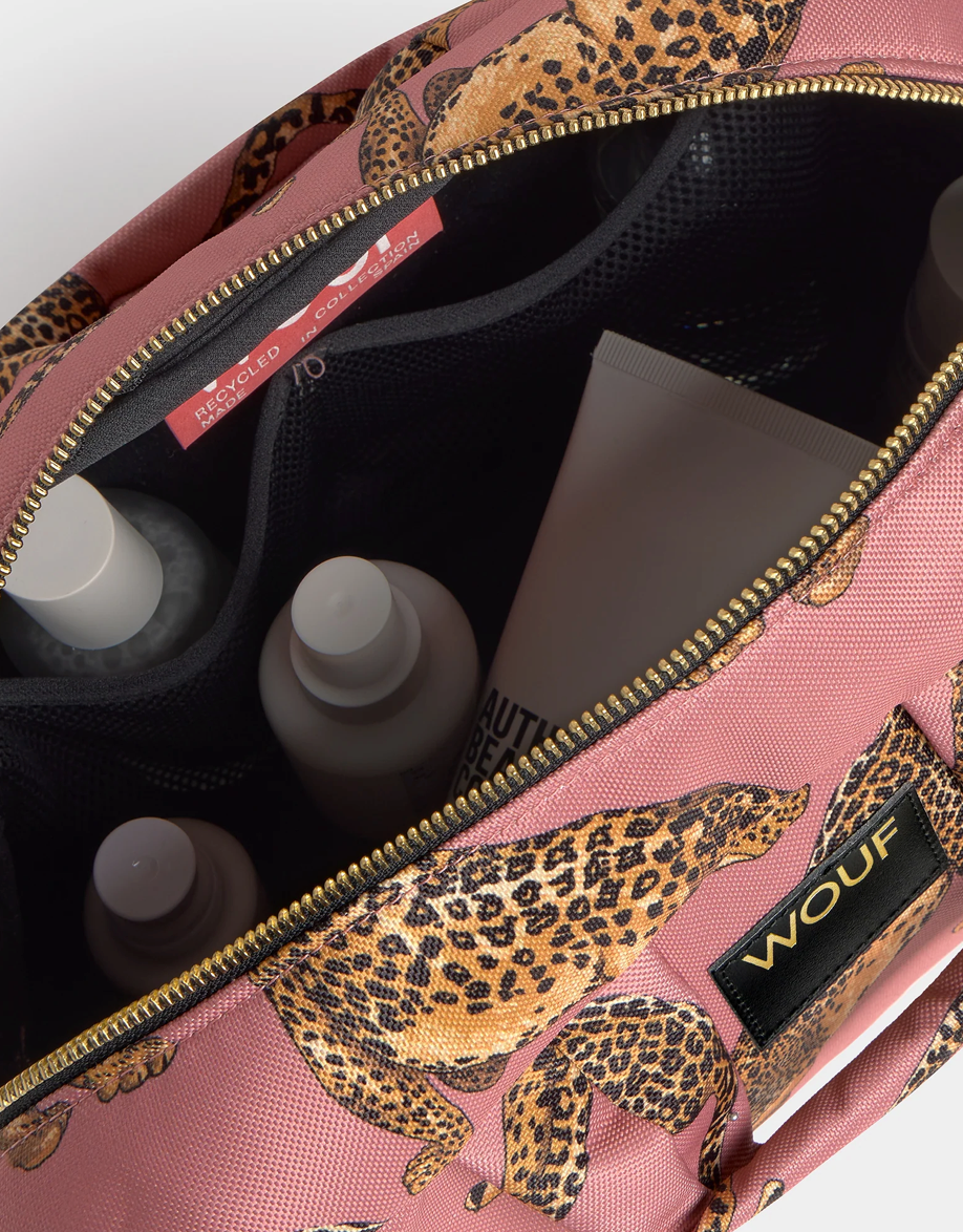 Wouf Trousse de toilette large - Blush Leopard