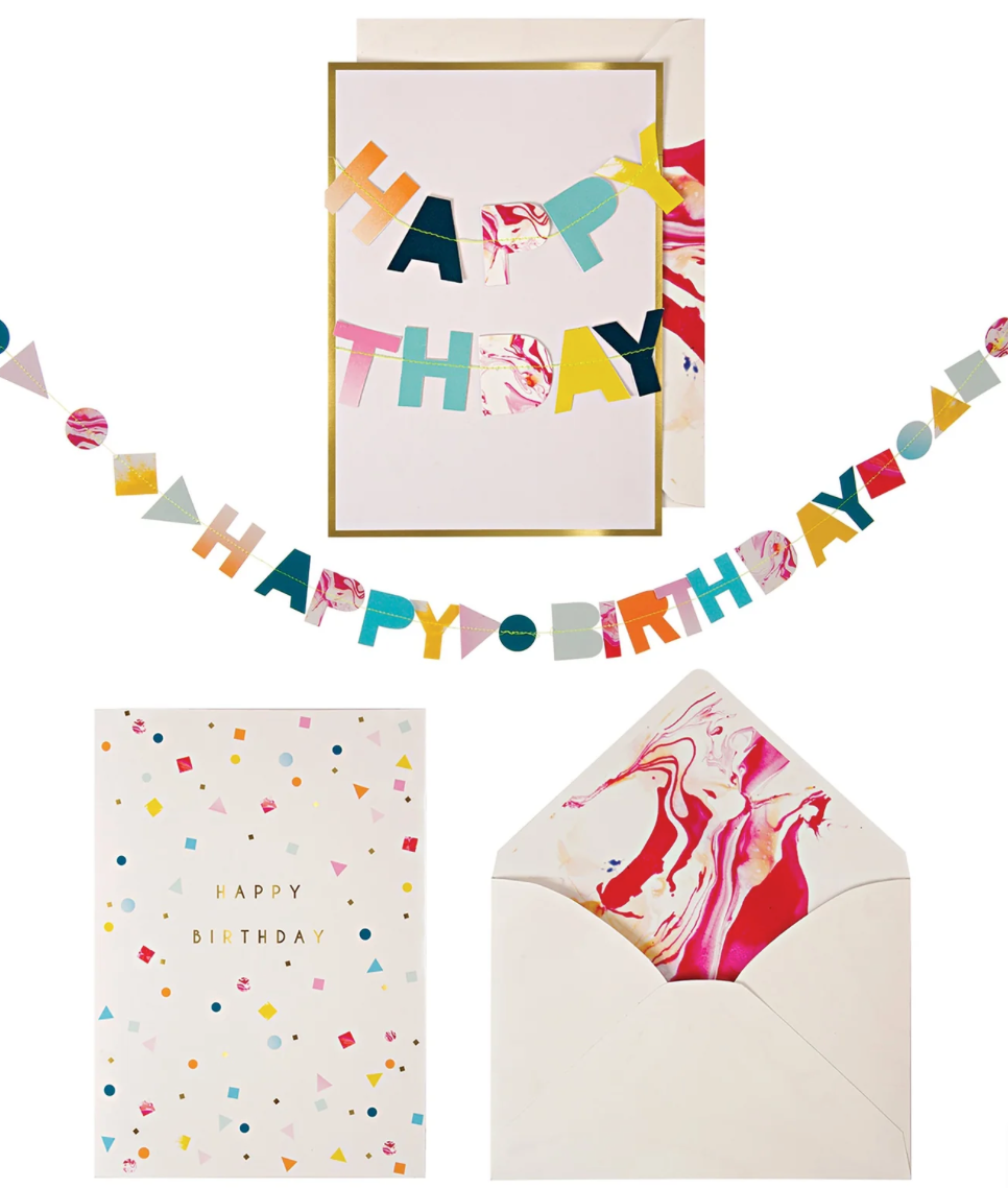 Carte guirlande Happy Birthday