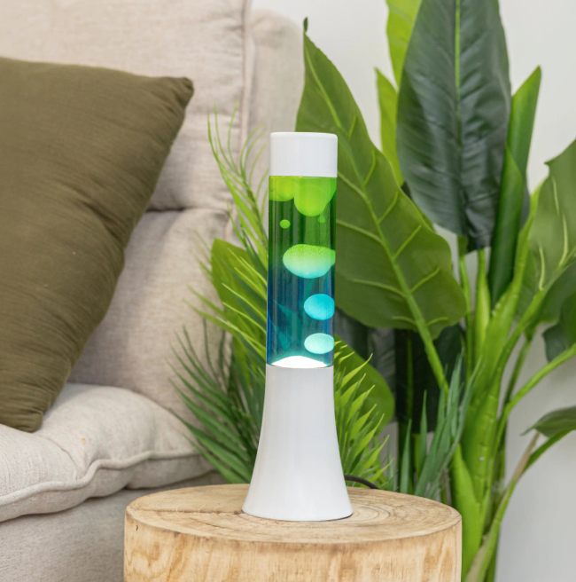 Mini Lampe à lave H.31 cm - vert et bleu