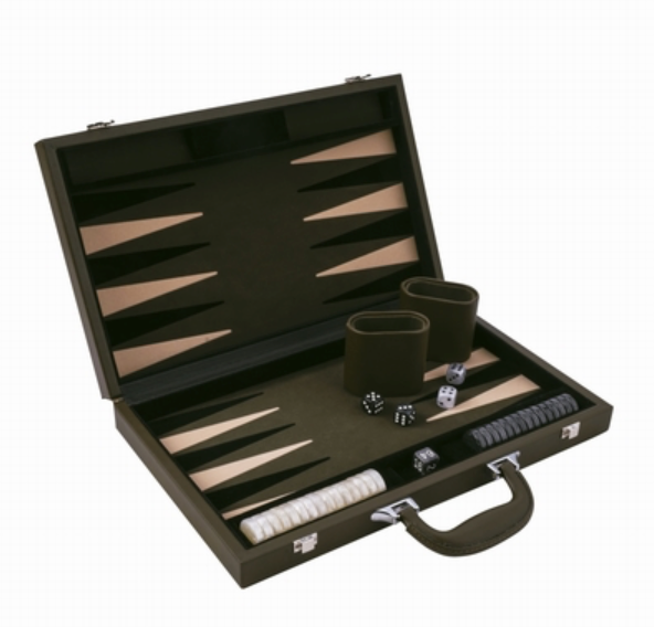 Backgammon cuir Kaki