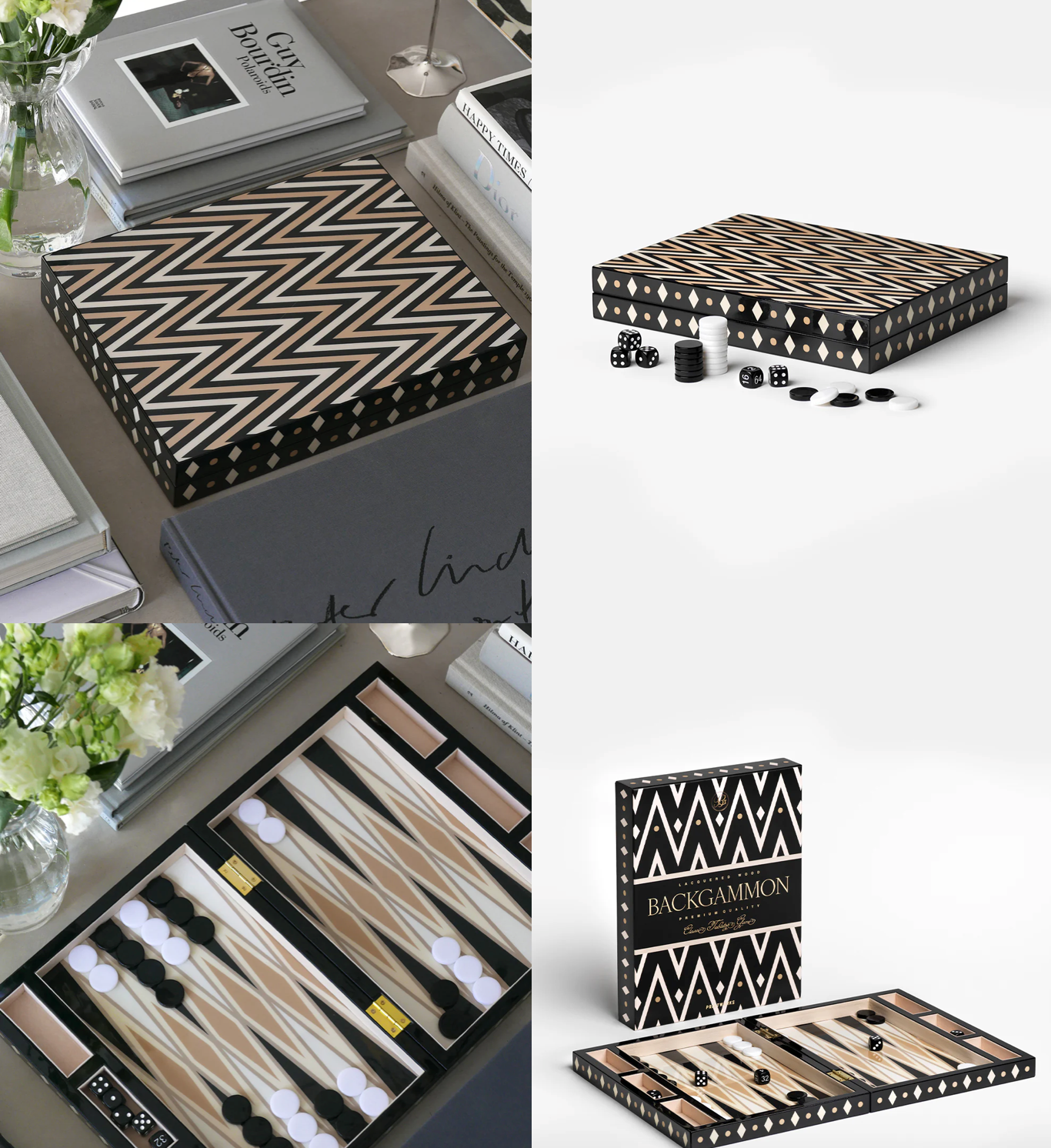 Jeu de Backgammon laqué noir