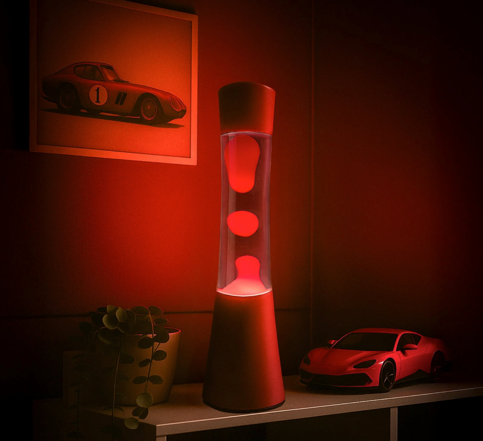 Lampe à lave h.41.5 cm - rouge