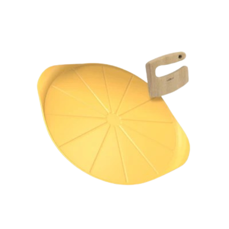Cookut Le formidable plat à pizza  couleur mangue avec couteau.