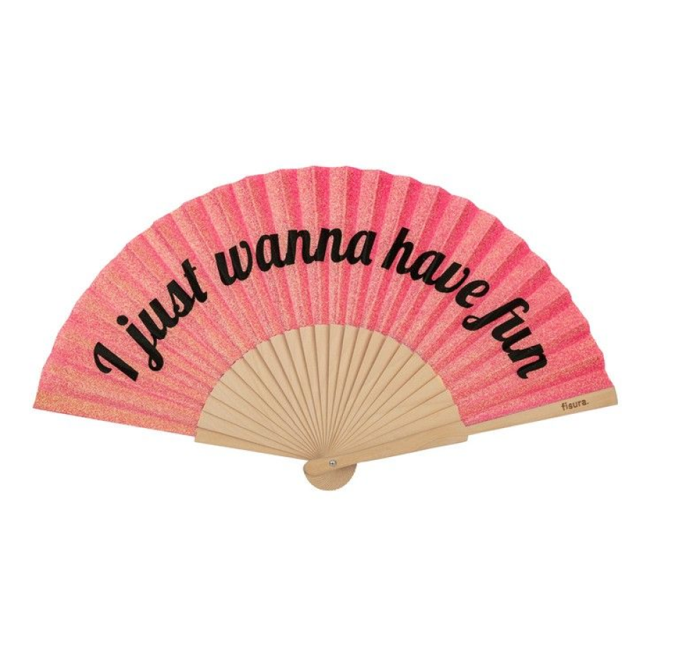 Eventail rose à paillettes I just wanna have fun.