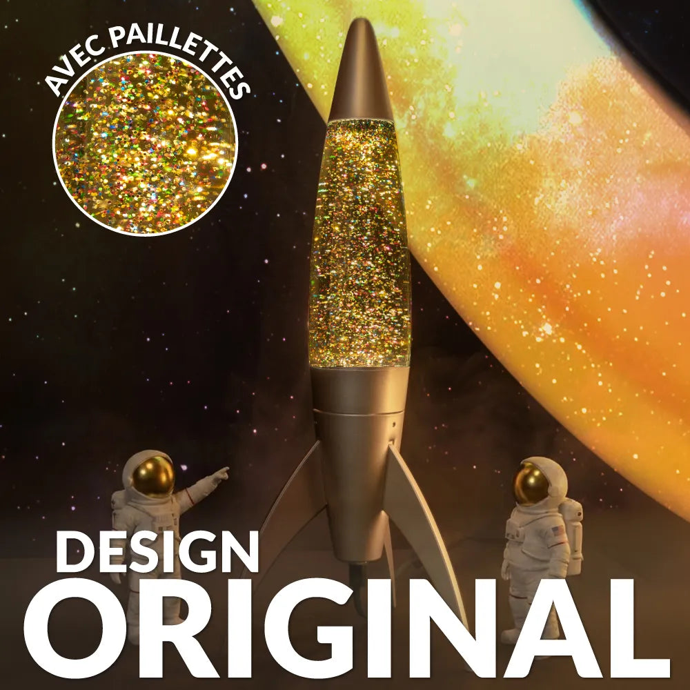 Lampe à lave - Rocket or paillettes