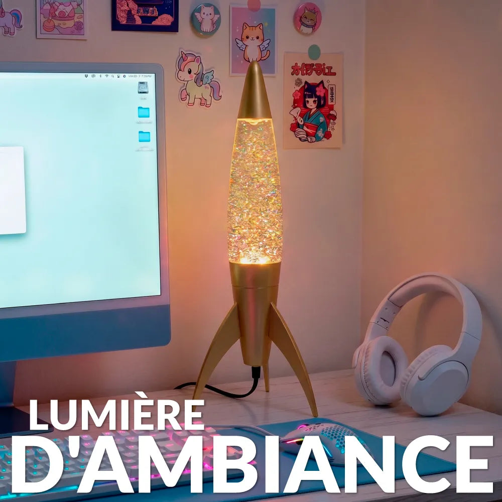 Lampe à lave - Rocket or paillettes