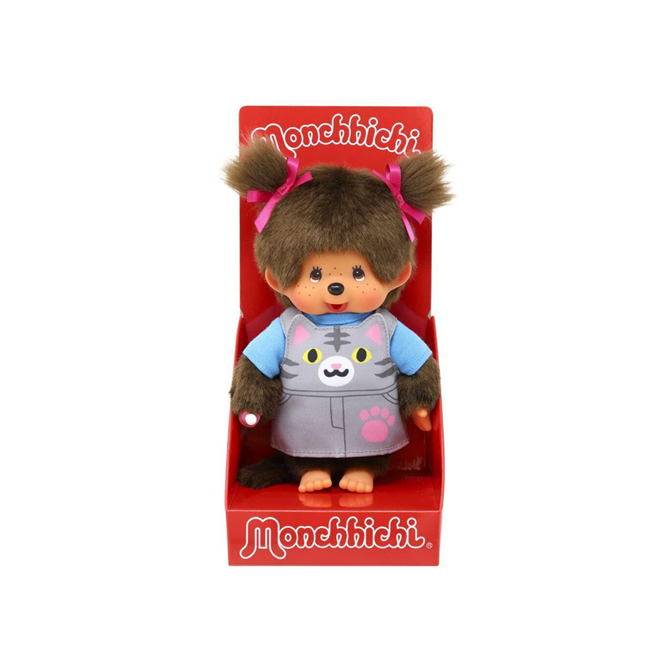 Peluche Monchhichi salopette chat
