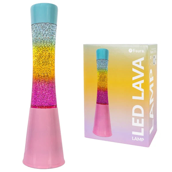 Lampe à lave LED dégradé rose paillettes