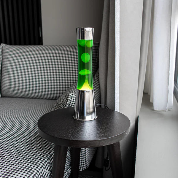 Lampe à lave h.40cm - jaune & vert base métal