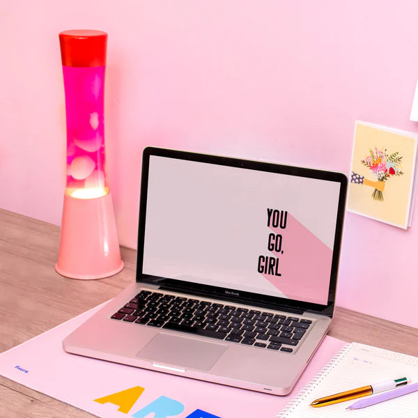 Lampe à lave h.40cm - rose & lave blanche