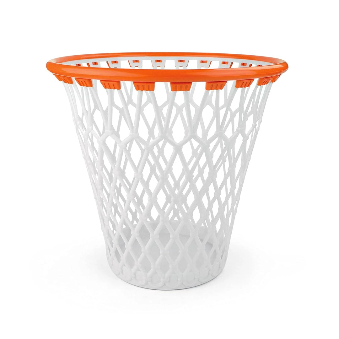 Corbeille à papier en forme de panier de basketball, polypropylène blanc avec liseré orange