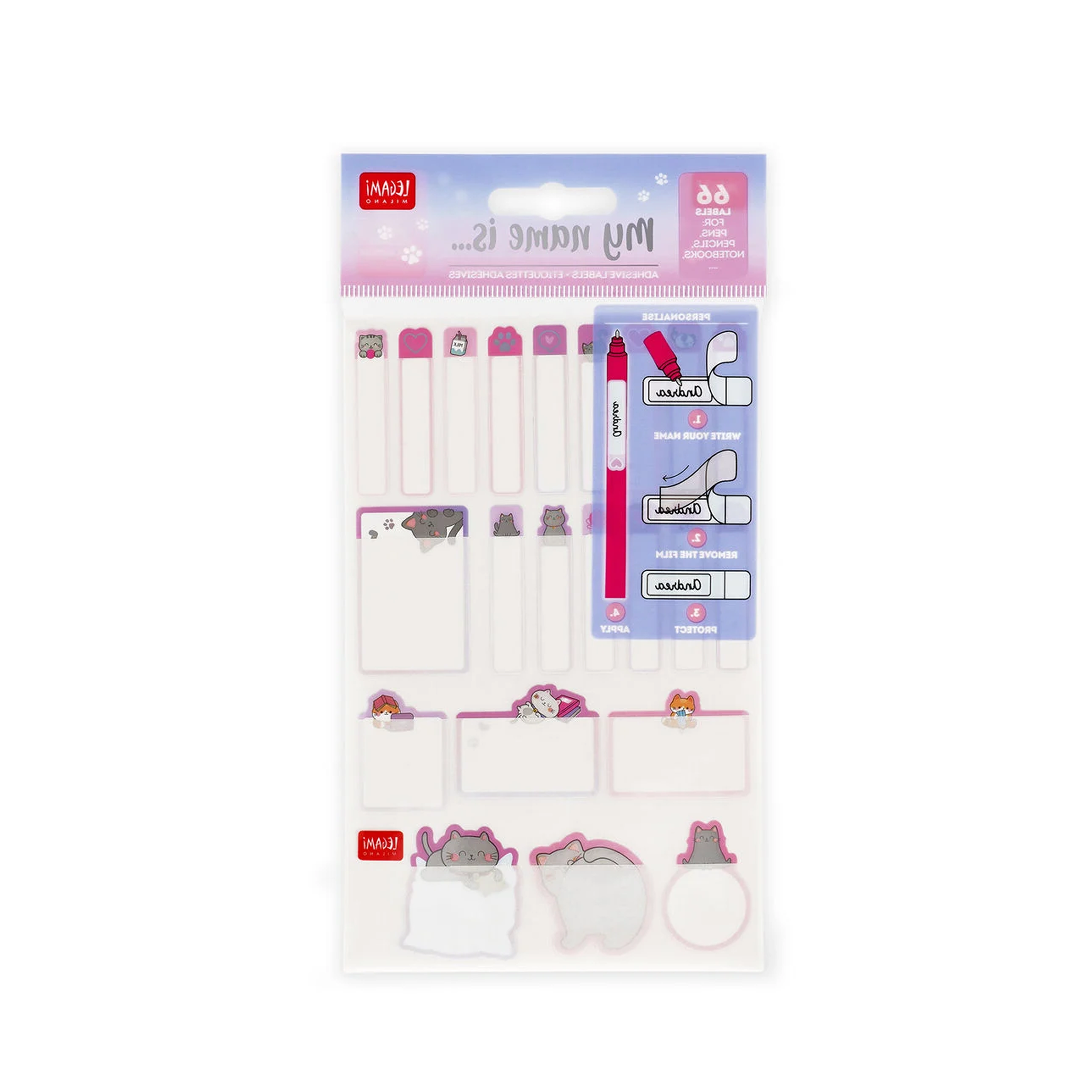 Legami set de 66 étiquettes adhésives Kitty.