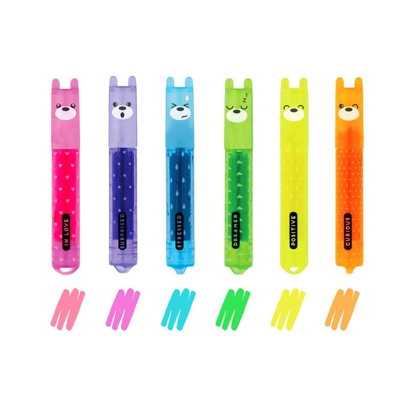 Legami Set de 6 mini surligneurs Teddy’s Mood