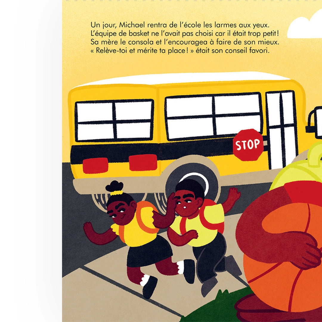 Même Michael Jordan a commencé petit... Découvrez l'histoire de son succès à travers une biographie illustrée colorée. Parfait pour les petit(e)s passionné(e)s de la NBA.