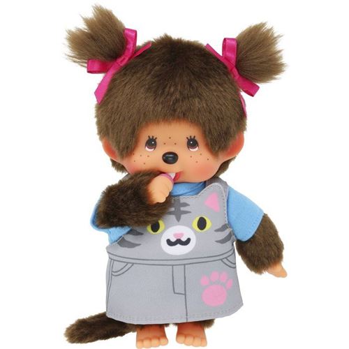 Peluche Monchhichi salopette chat