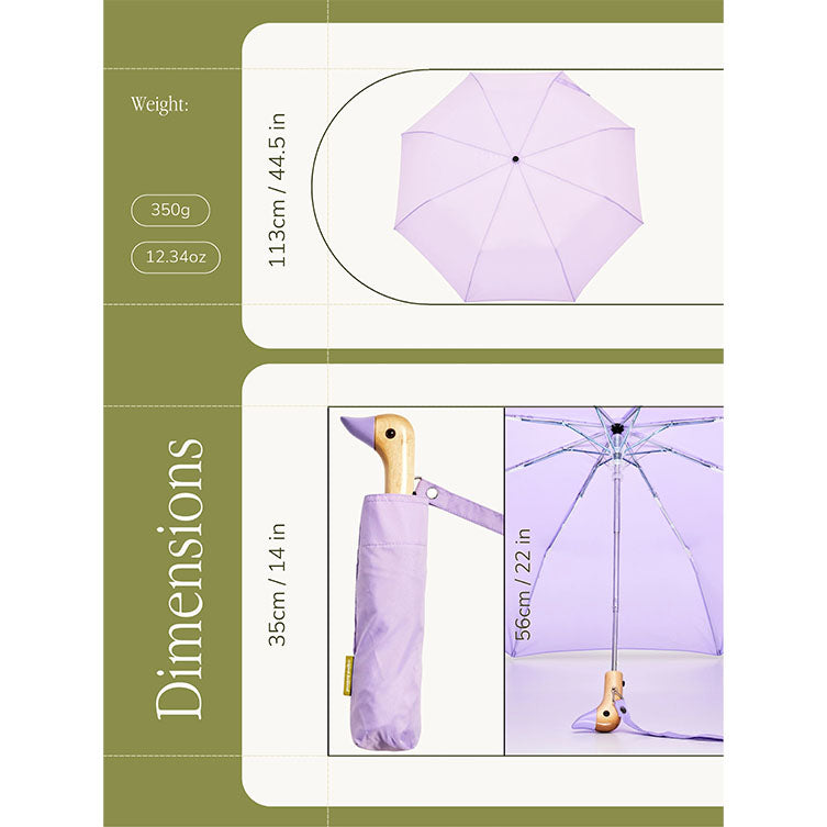 Parapluie compact avec manche Duck - lilac
