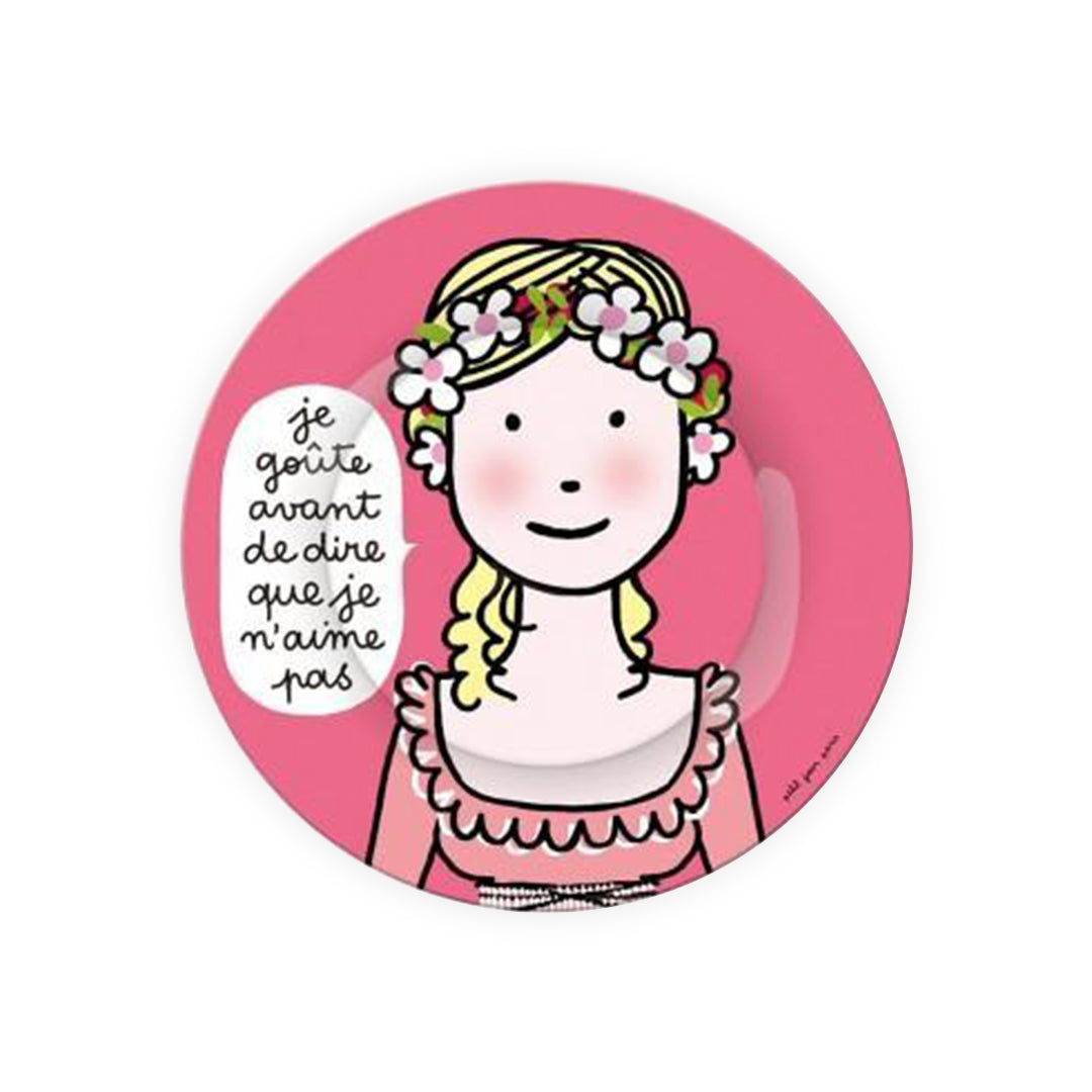 Petit Jour Assiette à dessert Princesse - Je goûte avant de dire que je n'aime pas