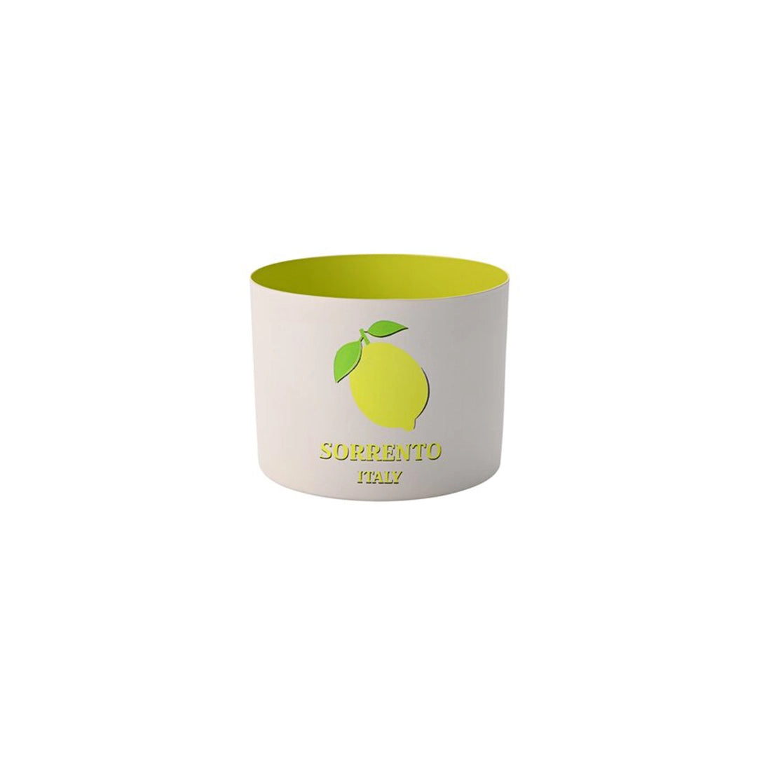 Photophore avec un dessin de citron et texte 'Sorrento Italy'