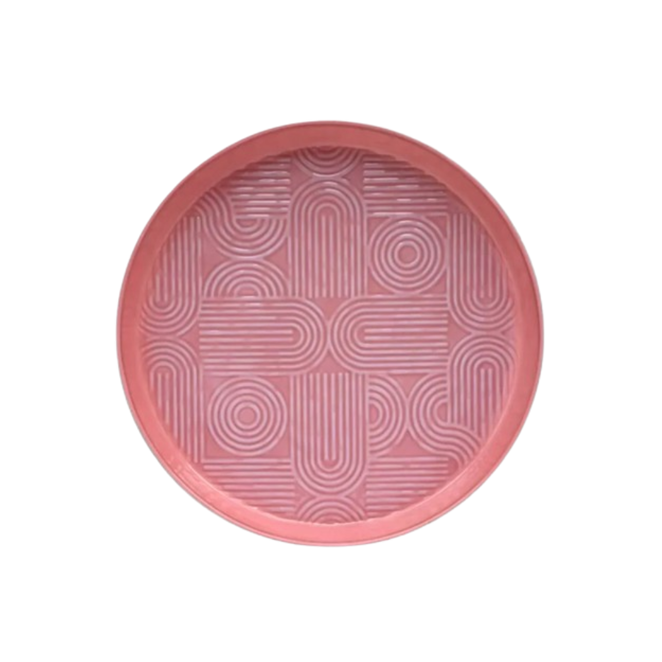 Plateau Molitor 45 cm de diamètre, de couleur rose au design contemporain.