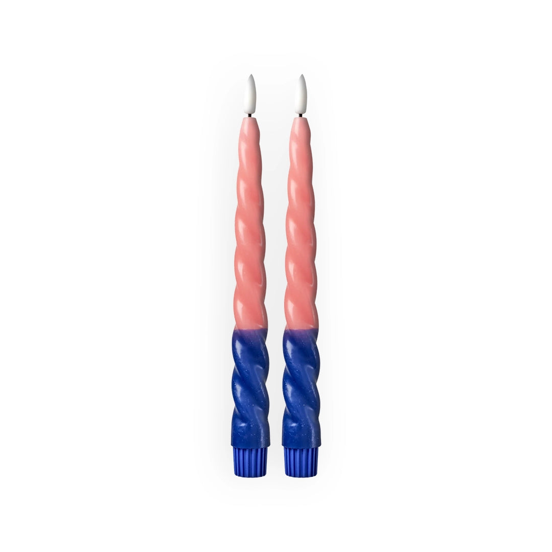 Set de 2 Bougies LED - Twist Navy Blue & Coral