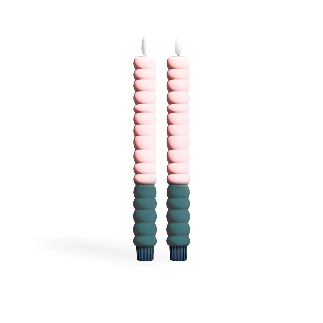 Set de 2 Bougies LED - Bubble Rose & Vert
