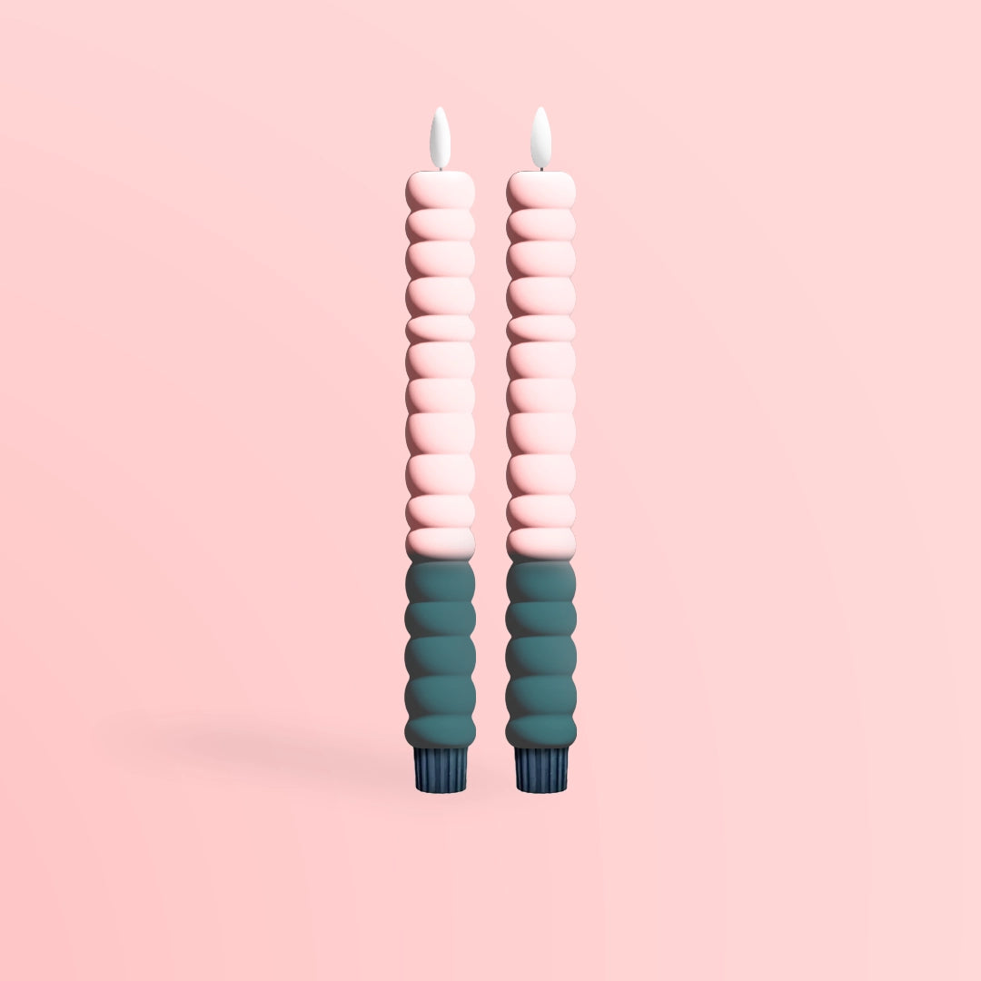 Set de 2 Bougies LED - Bubble Rose & Vert