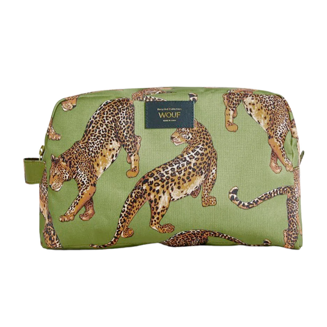 Wouf Trousse de toilette large - Olive Léopard