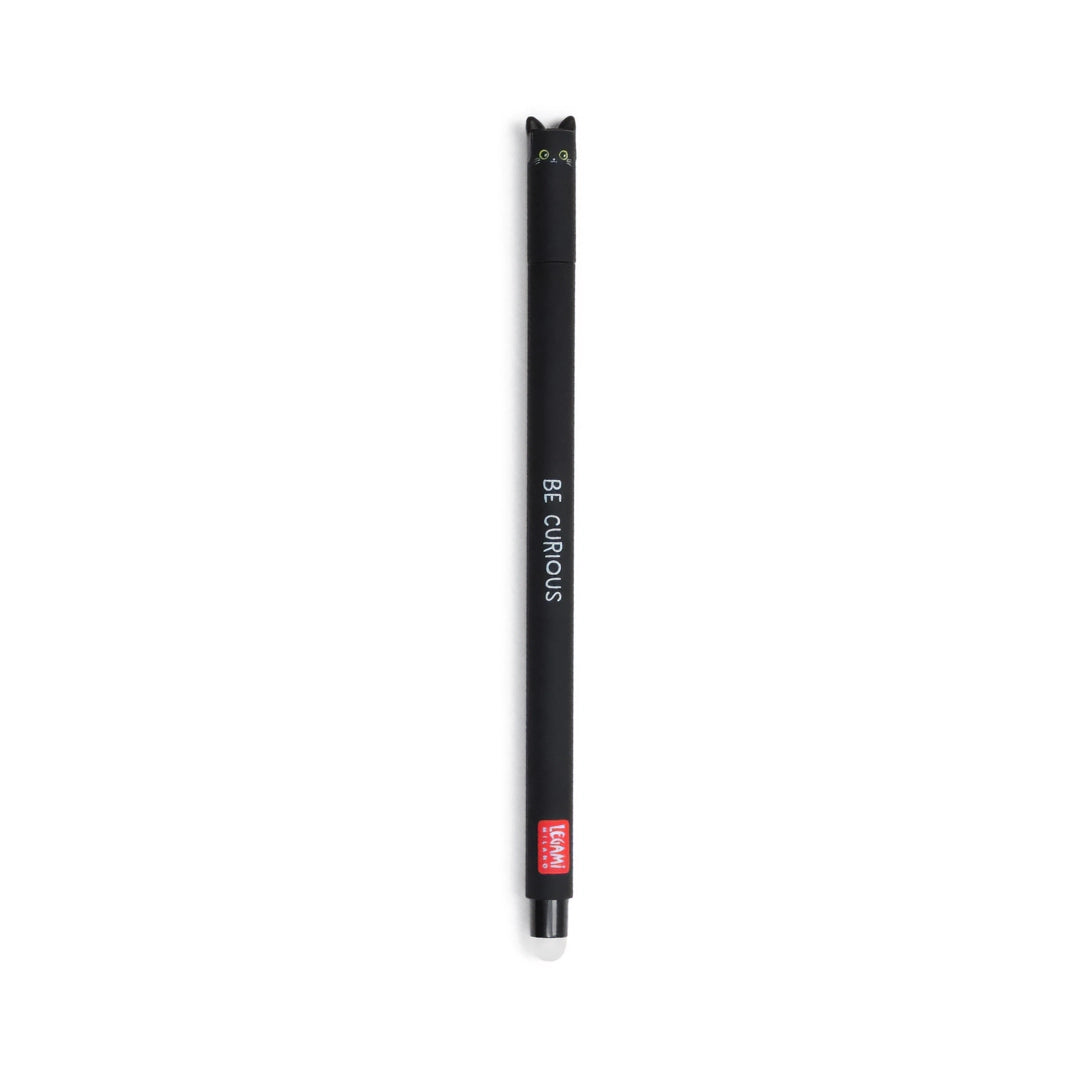 Stylo gel effaçable Legami en forme de chat noir, encre noire, 0,7 mm
