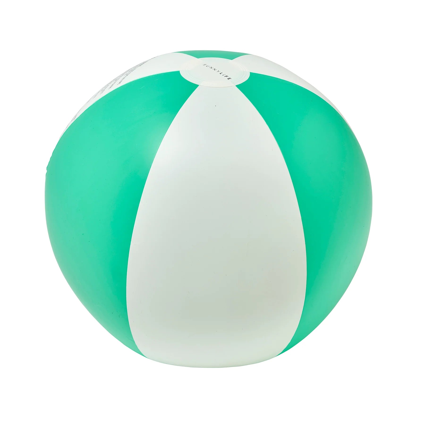 Sunnylife Ballon de plage gonflable à rayures couleur neon green.