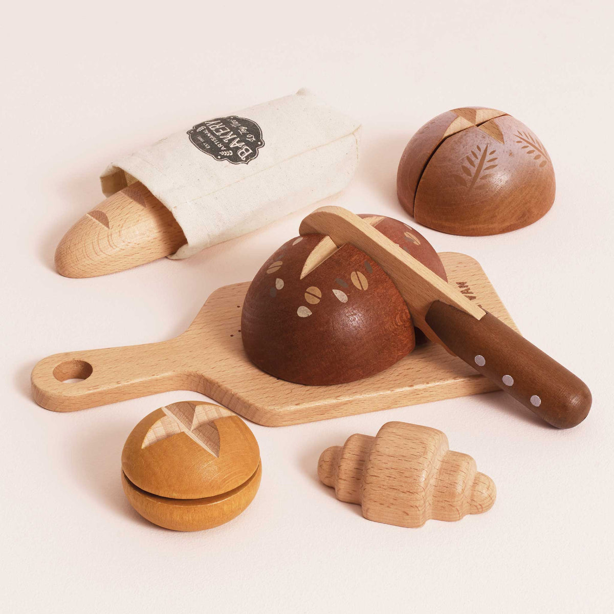 Jouet pains et croissant en bois